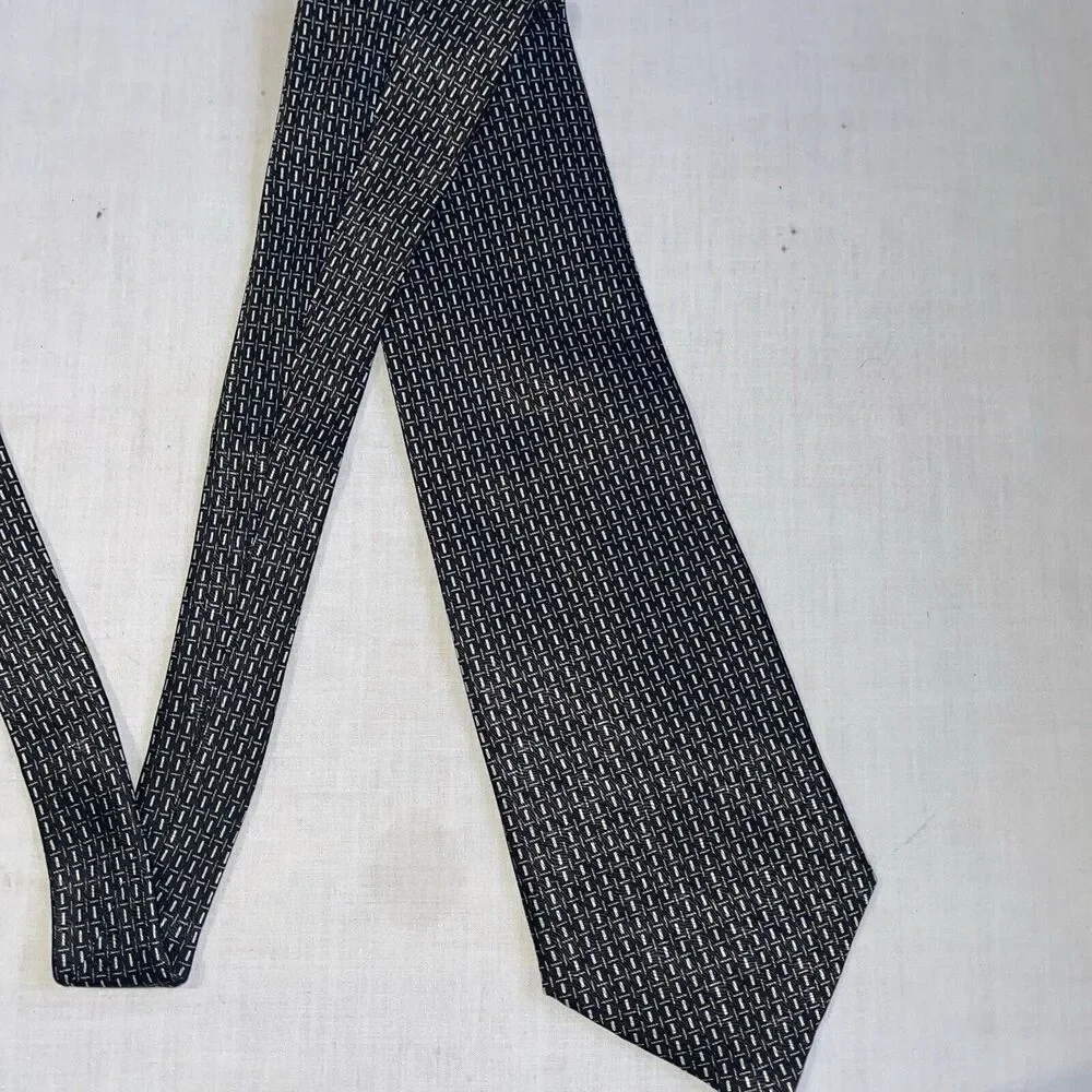 Tied & True Men’s Dress Tie Size 57” Black Geometric Business Formal City